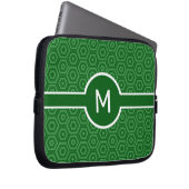 Monogramm des Single auf grünen Hexagonen Laptopschutzhülle (Vorne Rechts)