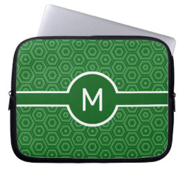 Monogramm des Single auf grünen Hexagonen Laptopschutzhülle