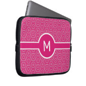 Monogramm des Single auf rosa Hexagonen Laptopschutzhülle (Vorne Rechts)
