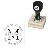 Monogramm des Single mit Name und Rücksendeadresse Gummistempel (Stempel)