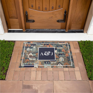 Monogramm des skandinavischen Dorfes Fußmatte