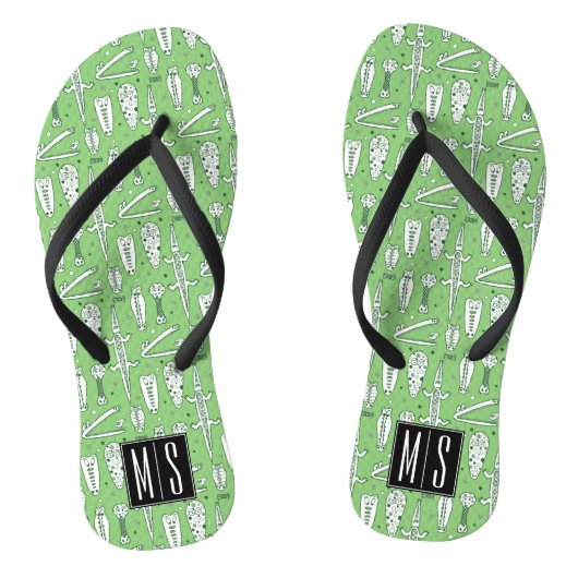 Monogramm des Skizze-Krokodil-Muster-| Badesandalen (Fußbett)