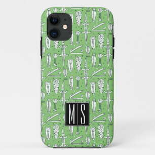 Monogramm des Skizze-Krokodil-Muster-  Case-Mate iPhone Hülle