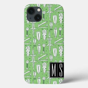 Monogramm des Skizze-Krokodil-Muster- Case-Mate iPhone Hülle