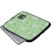 Monogramm des Skizze-Krokodil-Muster-| Laptopschutzhülle (Vorne Knopf)