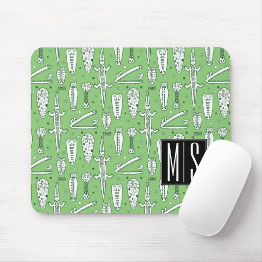 Monogramm des Skizze-Krokodil-Muster-| Mousepad (Mit Mouse)