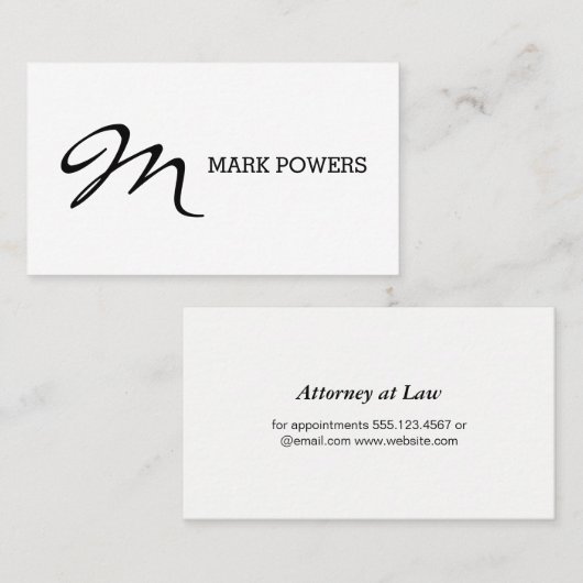 Monogramm des Skripttyps Terminkarte (Vorne/Hinten)