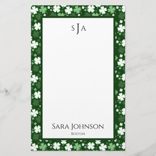 Monogramm des St. Patrick's Day Kleeblatts Briefpapier (Vorderseite)