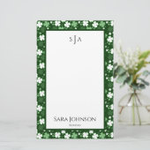 Monogramm des St. Patrick's Day Kleeblatts Briefpapier (Stehend Vorderseite)