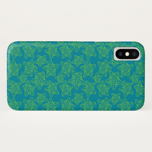 Monogramm des Starfish-Mengen-Muster-| Case-Mate iPhone Hülle (Rückseite (Horizontal))