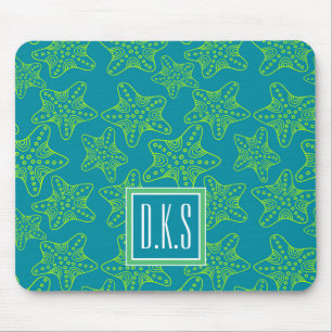 Monogramm des Starfish-Mengen-Muster- Mousepad