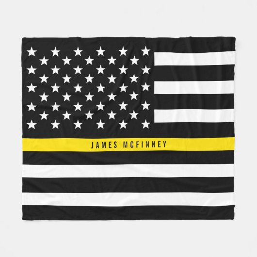 Monogramm des Thin-Yellow-Line-Flags Fleecedecke (Vorderseite (Horizontal))