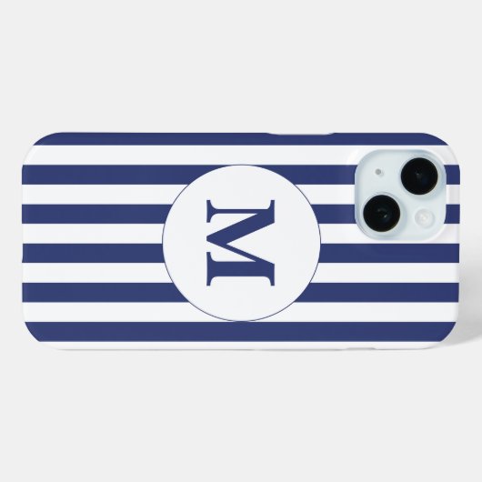 Monogramm des traditionellen dunkelblauen und weiß Case-Mate iPhone hülle (Rückseite (Horizontal))