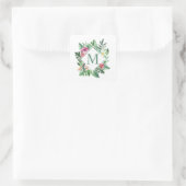 Monogramm des tropischen Blumenrahmens | Aufkleber (Tasche)