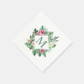 Monogramm des tropischen Blumenrahmens | Serviette (Ecke)