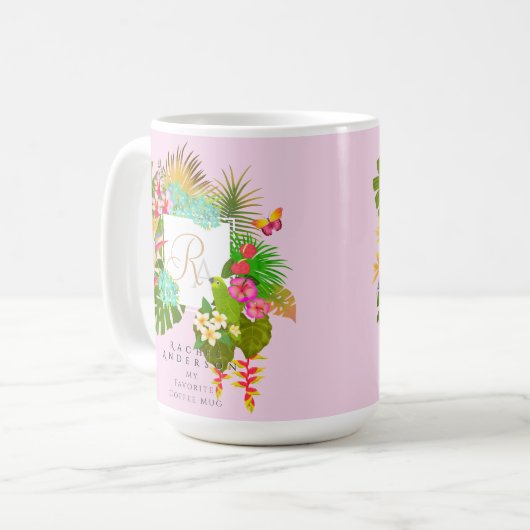 Monogramm des tropischen Gartens Kaffeetasse (Vorderseite Links)