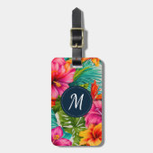 Monogramm des tropischen Hibiskus Gepäckanhänger (Vorderseite vertikal)