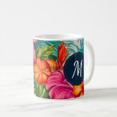 Monogramm des tropischen Hibiskus Kaffeetasse (VorderseiteRechts)