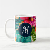 Monogramm des tropischen Hibiskus Kaffeetasse (Links)