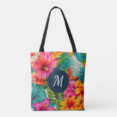 Monogramm des tropischen Hibiskus Tasche (Rückseite)