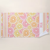 Monogramm des tropischen Zitrusfrüchtemusters Strandtuch (Vorderseite)