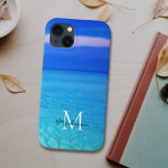 Monogramm des Türkisblauen Individuellen Namens Case-Mate iPhone Hülle<br><div class="desc">Dieses iPhone Gehäuse ist mit einem Foto aus blauem Himmel und türkisfarbenem Meer dekoriert. Einfach mit Ihrem Namen und Monogramm anpassbar.</div>