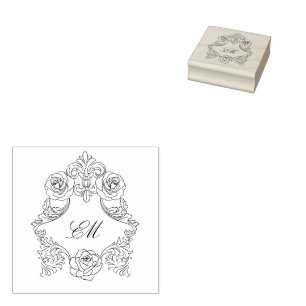 Monogramm des viktorianischen botanischen Rokoko-W Gummistempel