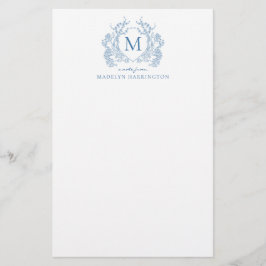 Monogramm des Vintagen blauen blauen Wappen Briefpapier