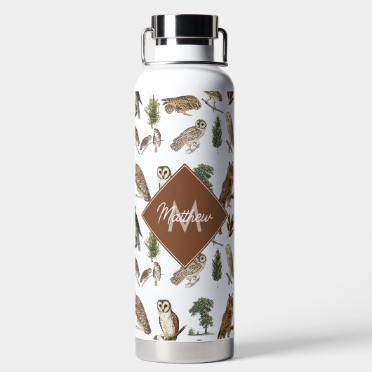 Monogramm des Vintagen Eukalyptomusters Trinkflasche (Rückseite)