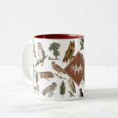 Monogramm des Vintagen Eukalyptomusters Zweifarbige Tasse (Vorderseite Links)