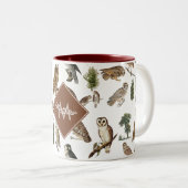 Monogramm des Vintagen Eukalyptomusters Zweifarbige Tasse (VorderseiteRechts)