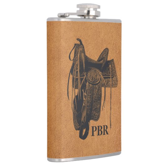 Monogramm des Vintagen Westerns Flachmann (Rechts)