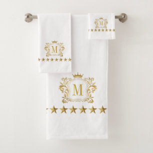 Monogramm des Wappen des Royal Scrolls Badhandtuch Set