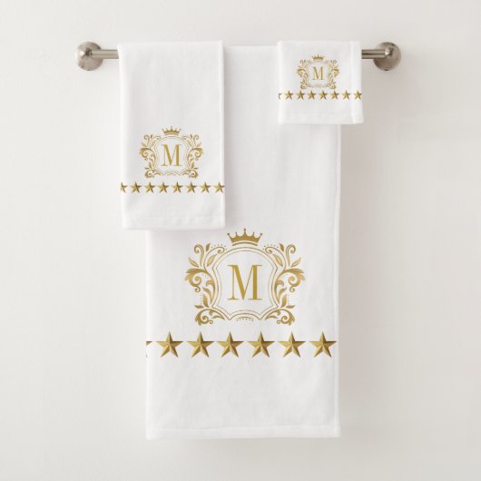 Monogramm des Wappen des Royal Scrolls Badhandtuch Set (Insitu)