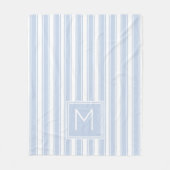 Monogramm des weichen blauen und weißen Ticking St Fleecedecke (Vorderseite)