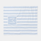 Monogramm des weichen blauen und weißen Ticking St Fleecedecke (Vorderseite (Horizontal))