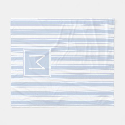 Monogramm des weichen blauen und weißen Ticking St Fleecedecke (Vorderseite (Horizontal))