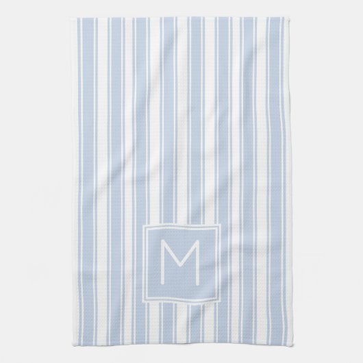 Monogramm des weichen blauen und weißen Ticking St Geschirrtuch (Vertikal)