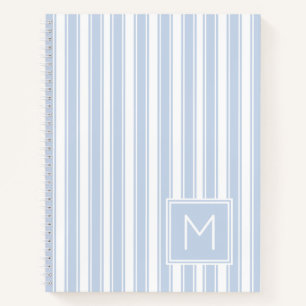 Monogramm des weichen blauen und weißen Ticking St Notizblock