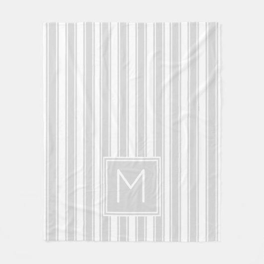 Monogramm des weichen, grauen und weißen Tick-Stri Fleecedecke (Vorderseite)