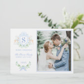 Monogramm des Weihnachtsbaums-Wappen Einladung (Stehend Vorderseite)