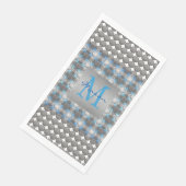Monogramm des weißen, blauen und grauen Polka-Punk Serviette (Ecke)