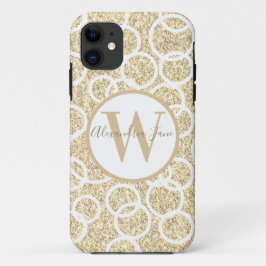 Monogramm des weißen geometrischen Glitzer Case-Mate iPhone Hülle