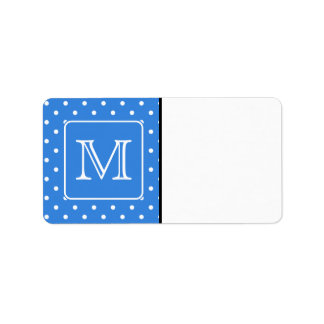 Monogramm des weißen Polka Dot Musters. Custom. Adressaufkleber