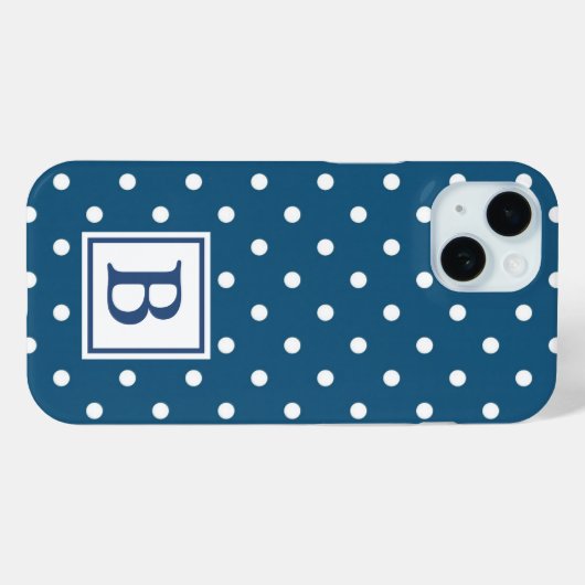 Monogramm des weißen Polka-Dots Case-Mate iPhone Hülle (Rückseite (Horizontal))