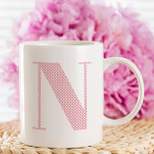 Monogramm des weißen Polka-Dots in Rosa Kaffeetasse