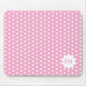 Monogramm des weißen Polka-Dots in Rosa Mousepad (Vorne)