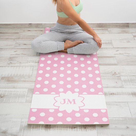 Monogramm des weißen Polka-Dots in Rosa Yogamatte