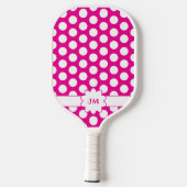 Monogramm des weißen Polka-Dots Pickleball Schläger (Rückseite)