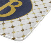 Monogramm des weißen und goldenen Punktgitters Schneidebrett (Ecke)